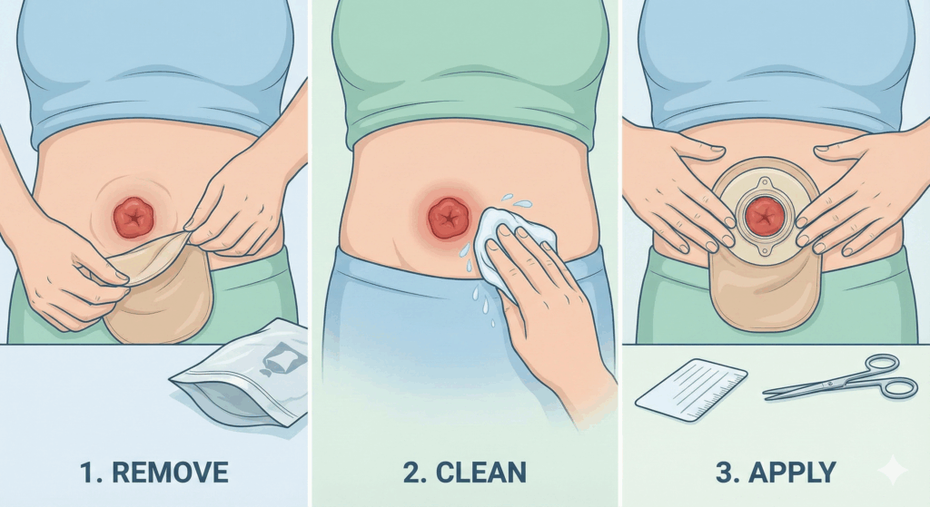 how to change an ostomy pouch