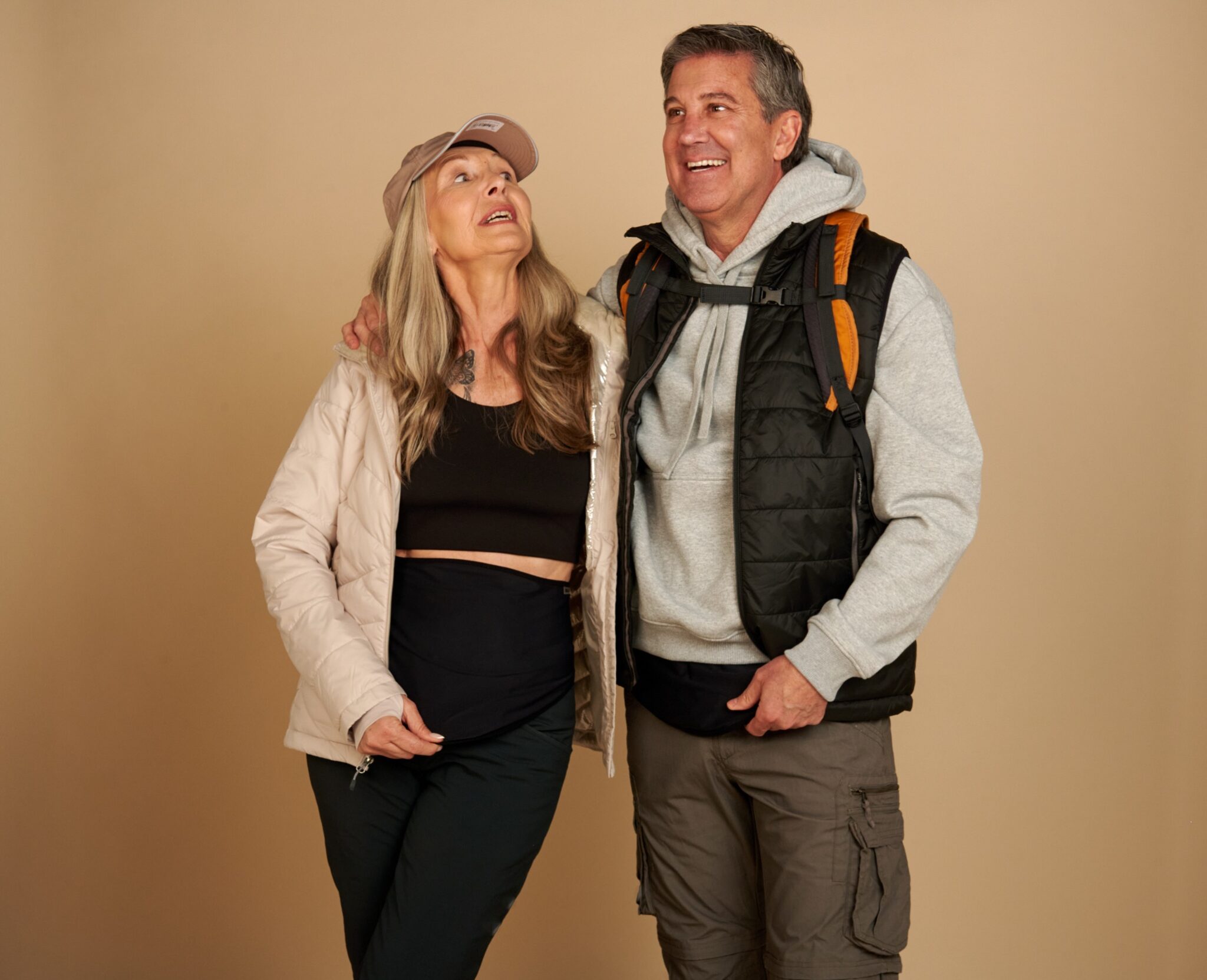 Adult ostomate wearing an ostomy belt comfortably during daily life