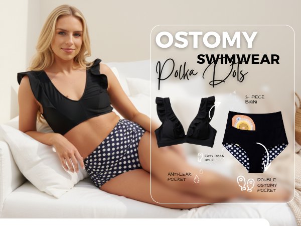 Best stoma swimwear UK - SIIL polka dot stoma swimsuit