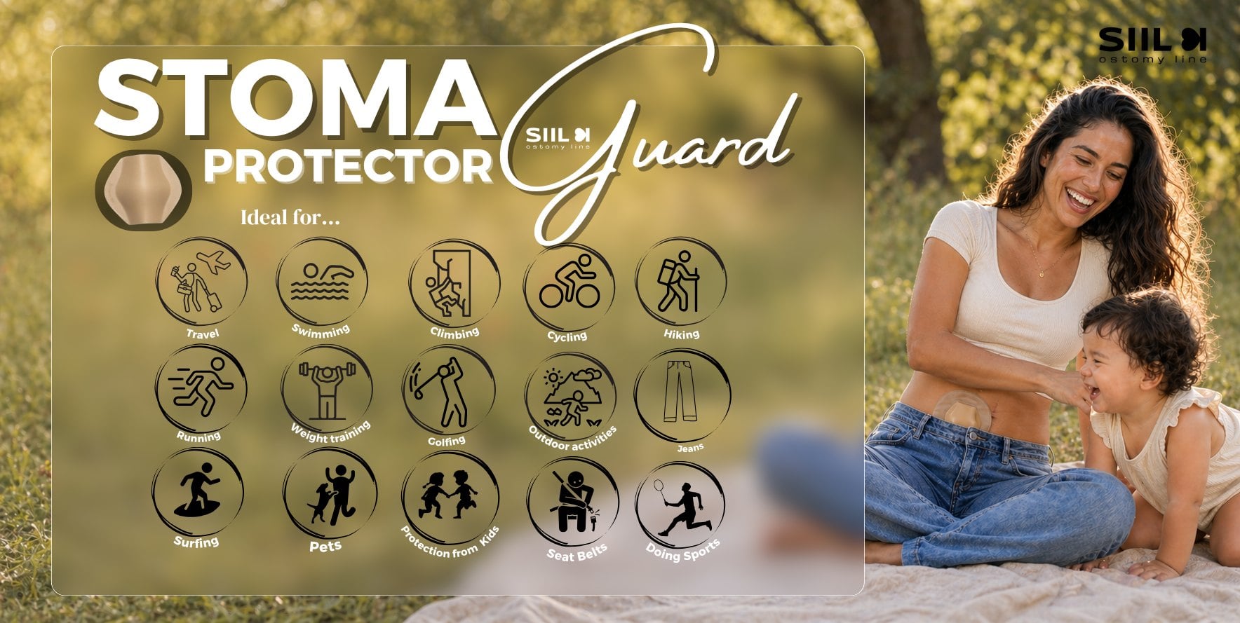 SIIL Stoma Protector — Ideal for travel, sports, pets, kids, seat belts and more