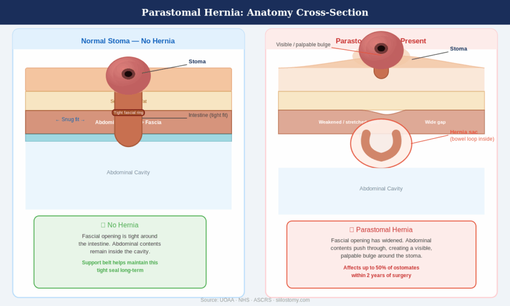 SIIL Ostomy Quick Fix Playbook Parastomal Hernia Anatomy Cross-Section Diagram